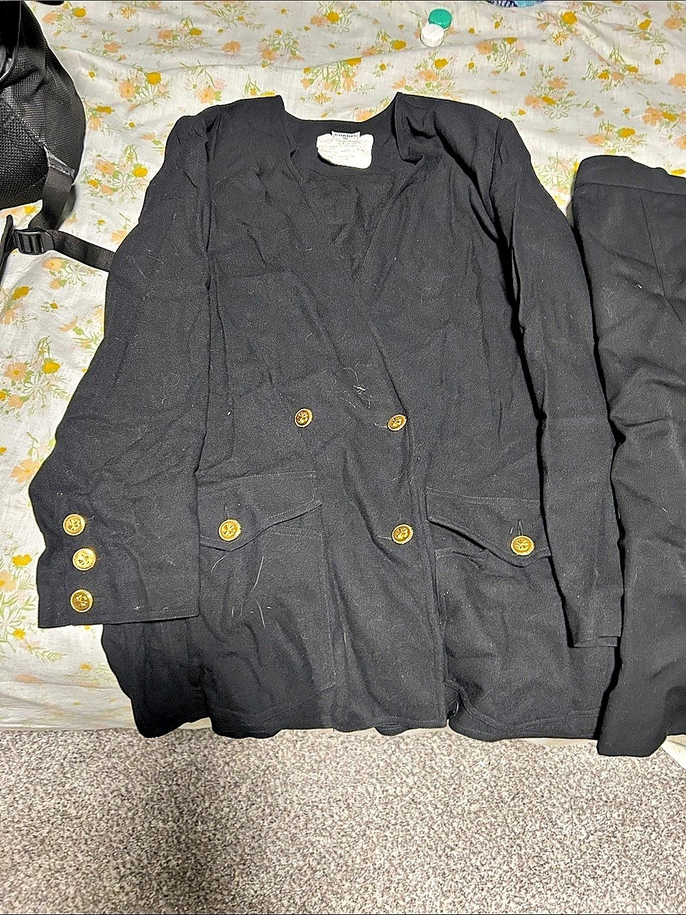 Chanel Black Wool Suit Jacket Size 42
